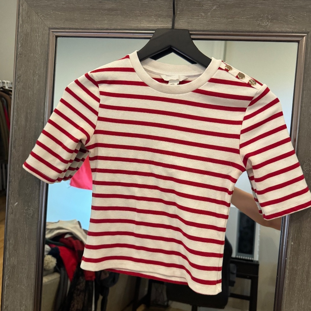 H&M Red and White Striped Shirt - XS